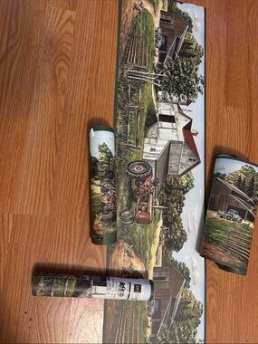 Rustic Farmhouse Wall  Boarder - Green and Brown tractors, country home